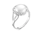 Кольцо из серебра с белой речной жемчужиной 9,5 мм