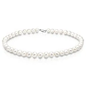 Ожерелье из белого овального речного жемчуга класса АА+. Жемчужины 9-10 мм