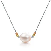 Цепочка из серебра 925 пробы с белой рисообразной жемчужиной 9-10 мм
