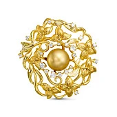 Брошь-кулон "Цветок" с Австралийской золотой жемчужиной 10,6-10,9 мм
