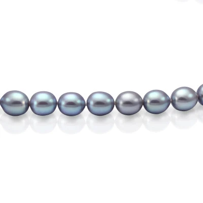 Ожерелье из серого рисообразного речного жемчуга. Жемчужины 9-10 мм