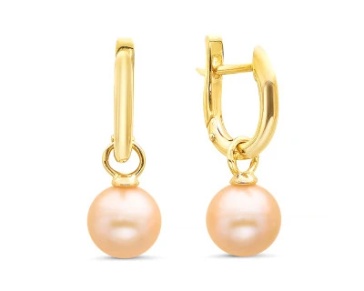 Серьги из серебра с розовыми речными жемчужинами 8,5-9 мм