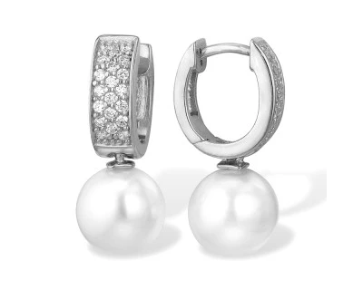 Серьги из серебра с белыми речными жемчужинами 8,5-9 мм