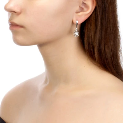 Серьги из серебра c белыми речными жемчужинами 8-8,5 мм