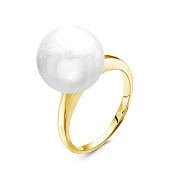 Кольцо из серебра с белой японской речной жемчужиной 14-14,5 мм