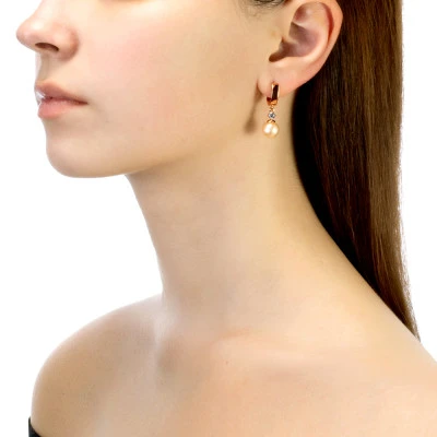 Серьги из серебра с розовыми речными жемчужинами 9-9,5 мм