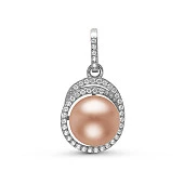 Кулон из серебра с розовой речной жемчужиной 10-10,5 мм
