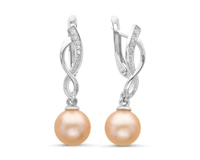 Серьги из серебра с розовыми речными жемчужинами 8,5-9 мм