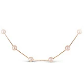 Цепочка из красного золота с розовыми морскими жемчужинами 7-7,5 мм. Длина 45 см