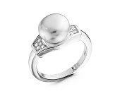 Кольцо из серебра с белой речной жемчужиной 9,5-10 мм