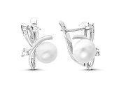 Серьги из серебра c белыми речными жемчужинами 7-7,5 мм