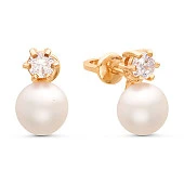 Серьги из серебра с белыми речными жемчужинами 8-8,5 мм