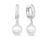 Серьги из серебра с белыми морскими Австралийскими жемчужинами 10-10,5 мм