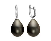 Серьги из серебра с черными жемчужинами "Майорика" 16-20 мм