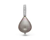 Кулон из серебра с серой каплевидной речной жемчужиной 10-11 мм