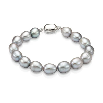 Браслет из серого рисообразного речного жемчуга. Жемчужины 10-11 мм