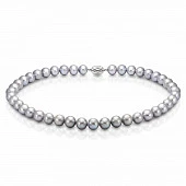 Ожерелье из серебристого круглого речного жемчуга класса ААА. Жемчужины 8,5-9,5 мм