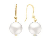 Серьги из серебра c белыми речными жемчужинами 9-10 мм