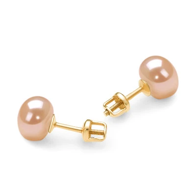 Пусеты из серебра 925 пробы с розовыми речными жемчужинами 9,5-10 мм