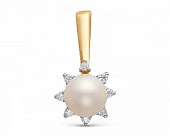 Подвеска из золота с белой пресноводной жемчужиной 7-7,5 мм