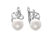 Серьги из серебра c белыми речными жемчужинами 7,5-8 м
