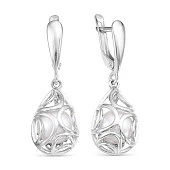 Серьги из серебра с белыми речными жемчужинами 8-8,5 мм