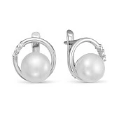 Серьги из белого золота с белыми речными жемчужинами 8,5-9 мм