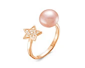 Кольцо "Диор" из серебра с розовой речной жемчужиной 8,5-9 мм