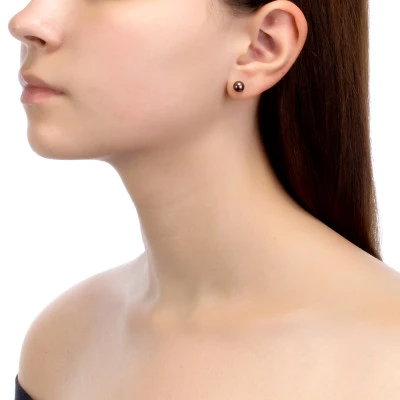 Пусеты из серебра 925 пробы с черными речными жемчужинами 7,5-8 мм