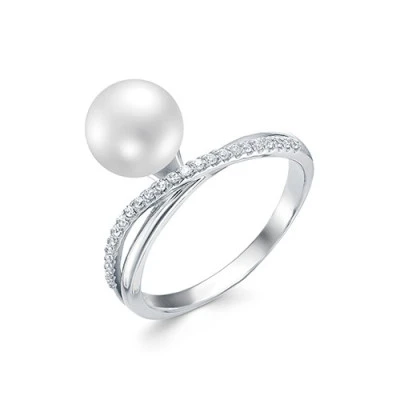 Кольцо из серебра с белой речной жемчужиной 8,5-9 мм