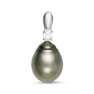 Кулон из серебра с черной морской Таитянской жемчужиной 10-10,5 мм