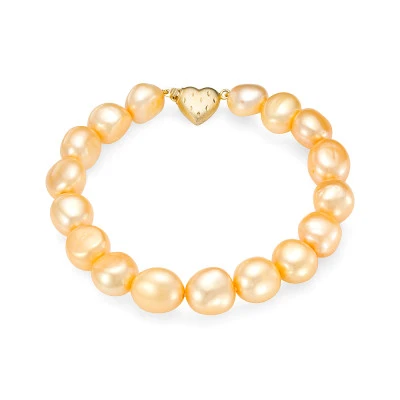 Браслет из золотистого барочного речного жемчуга. Жемчужины 10-11 мм