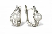Серьги из белого золота с белыми речными жемчужинами 7-7,5 мм