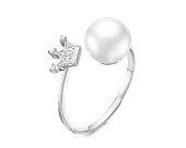 Кольцо "Диор" из серебра с белой речной жемчужиной 8,5-9 мм