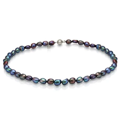 Ожерелье из черного барочного речного жемчуга класса ААА. Жемчужины 6,5-7 мм