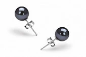 Пусеты из серебра 925 пробы с черными речными жемчужинами 7-7,5 мм
