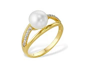 Кольцо из серебра с белой речной жемчужиной 8-8,5 мм