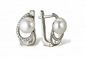Серьги из белого золота с белыми речными жемчужинами 7,5-8 мм