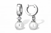 Серьги из серебра с белыми речными жемчужинами 8,5-9 мм