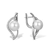 Серьги из белого золота с белыми речными жемчужинами 7,5-8 мм