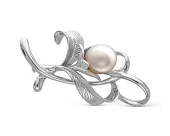 Брошь из серебра с белой Австралийской жемчужиной 11-12 мм