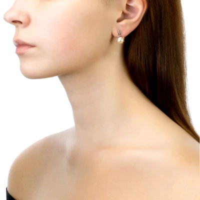 Серьги из серебра c белыми речными жемчужинами 7,5-8 мм