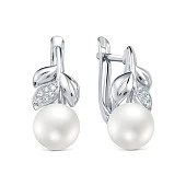 Серьги из серебра с белыми речными жемчужинами 8,5-9 мм