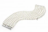 Браслет в 7 рядов из белого круглого речного жемчуга. Жемчужины 6-6,5 мм
