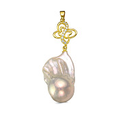 Кулон из серебра с белой барочной жемчужиной 20-25 мм