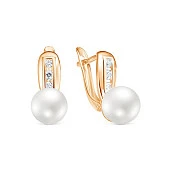 Серьги из красного золота с белыми речными жемчужинами 8,5-9 мм