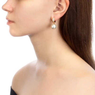 Серьги из серебра c белыми японскими речными жемчужинами 14-14,5 мм