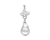 Кулон из серебра с белой речной барочной жемчужиной 13-16 мм