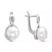 Серьги из серебра c белыми речными жемчужинами 8,5-9 мм
