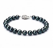 Браслет из черного круглого морского жемчуга Акойя (Япония) 7-7,5 мм. Класс ААА